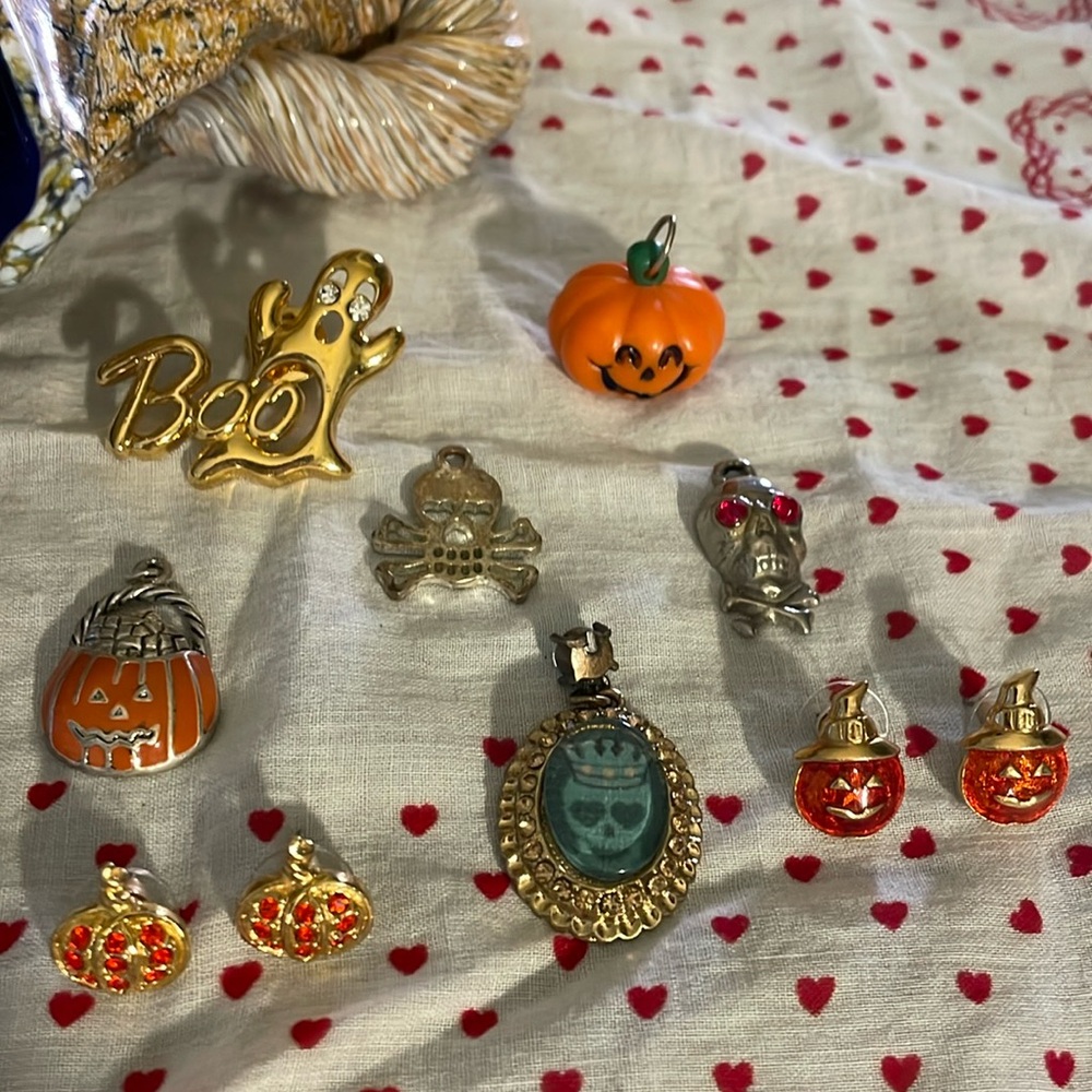 Halloween Fall Theme Jewelry Lot Pendants Earrings Pin
